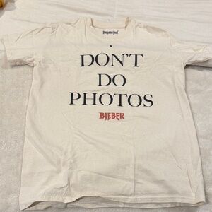 White 'I Don't Do Photos' Bieber T-Shirt